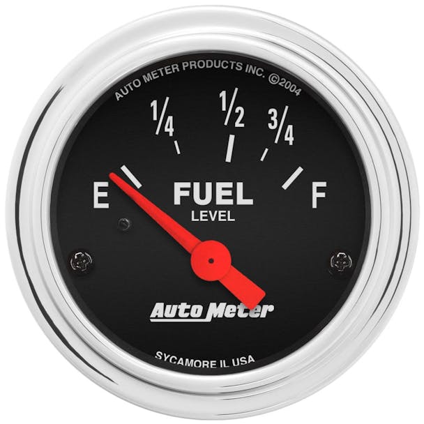 AutoMeter 2 1/16" 73 Ohm Fuel Level Gauge Traditional Chrome Series