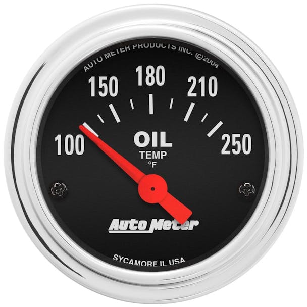 AutoMeter 2 1/16" 100-250`F Air Core Oil Temperature Gauge Traditional Chrome Series-Main