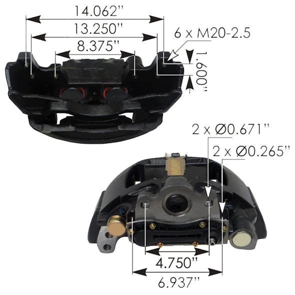 Bendix ADB22X Air Disc Brake Caliper With Carrier K113887X 802984 (45523)