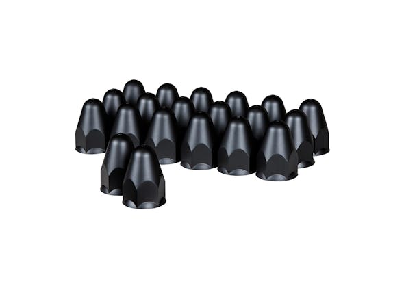 20 Pack of Matte Black Plastic 1 1/2" Push On Slotted Bullet Nut Cover - 20 Pack