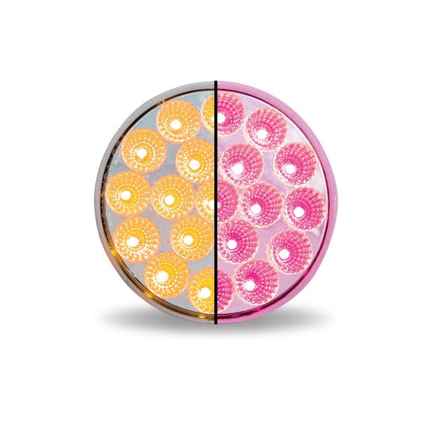 Default-4" Round Dual Revolution Breast Cancer Awareness Amber & Pink LED Marker Light