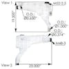 Peterbilt Kenworth Coolant Reservoir Tank DR104002 CP237001 - Dimensions
