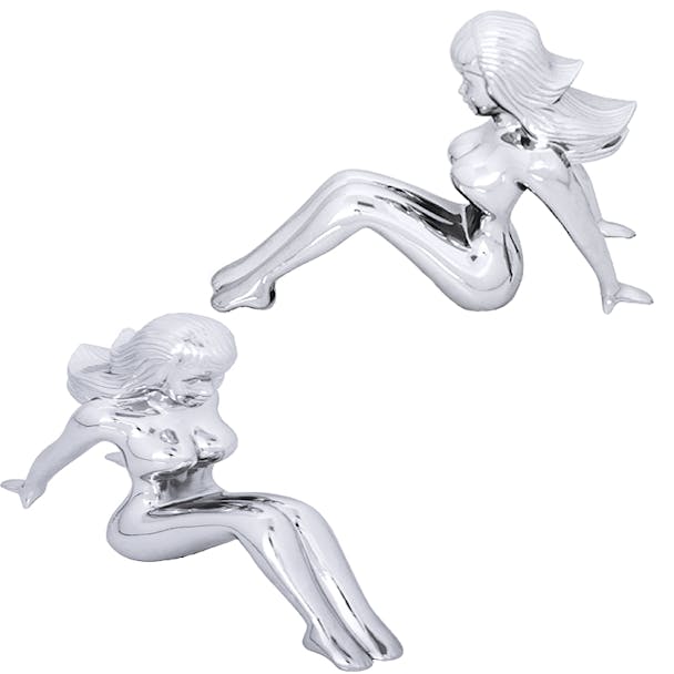 Chrome Trucker Mudflap Girl Hood Ornament