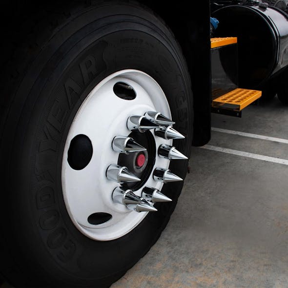 1.5" Chrome Stiletto Lug Nut Covers 10 Pack- on truck