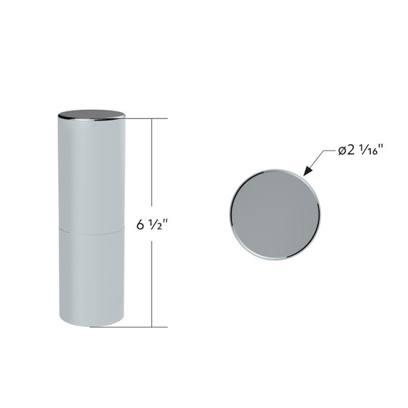 6-1/2" Chrome Tall Nut Cover - Dimensions