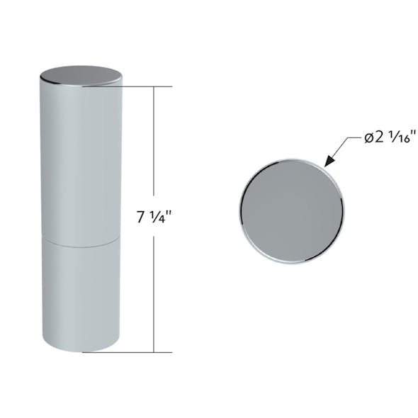 7 1/4" Chrome Tall Nut Cover Dimensions