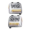 Kenworth W990 Chrome Headlights With LED DRL Light Bar & Turn Signal - Both sides