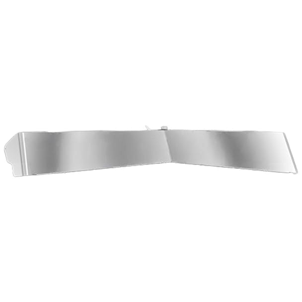 Peterbilt 589 304 Stainless Steel Straight Top Bowtie Sunvisor Angled