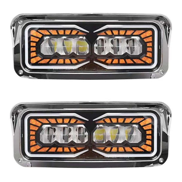 Kenworth T600 T800 W900L W900B Blackout Horizon Series DRL LED Headlight Assembly - Both, Driver & Passenger Sides
