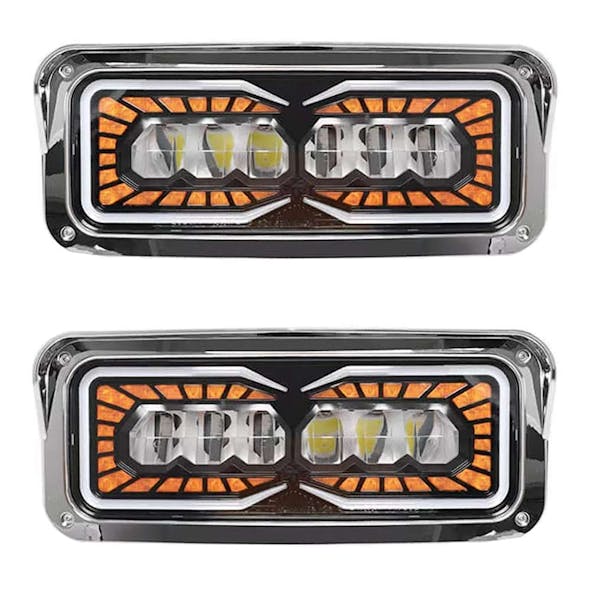 Peterbilt 357 365 378 379 Blackout Horizon Series DRL LED Headlight Assembly - Both, Driver & Passenger Sides