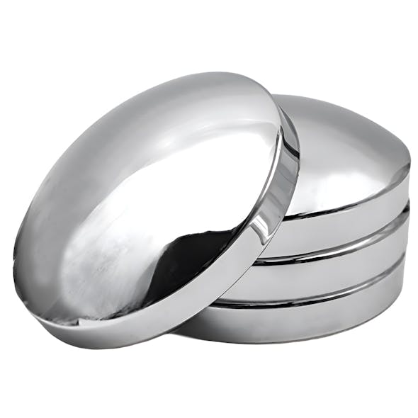 Complete Trailer Chrome Hub Cap Kit With Plastic Lug Nut Covers - 4 hub caps