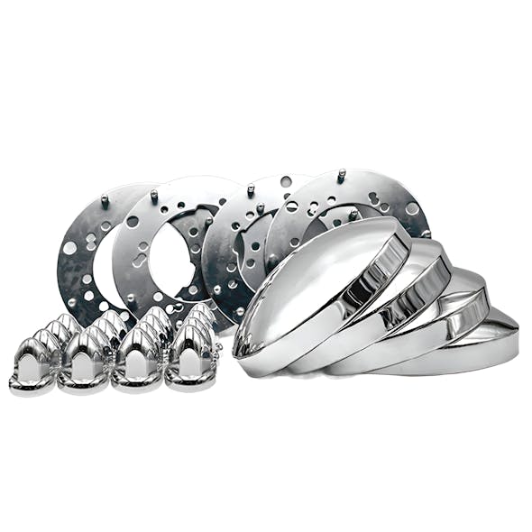 Complete Trailer Chrome Hub Cap Kit With Plastic Lug Nut Covers - Complete Kit image