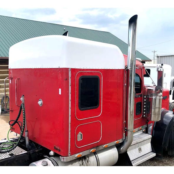 Kenworth 72" Flat Top Cab Conversion Top By Talladega Fiberglass - mounted Rear view
