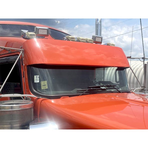 Kenworth W900 T660 T600 T800 Gangster Visor By Talladega Fiberglass - Mounted passenger side view