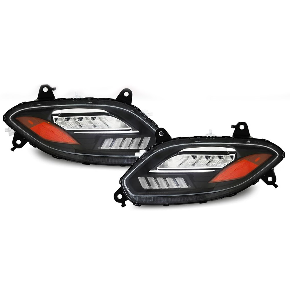 Fit 13-21 Kenworth T680 Black Housing LED DRL Sequential Turn Signal Headlights