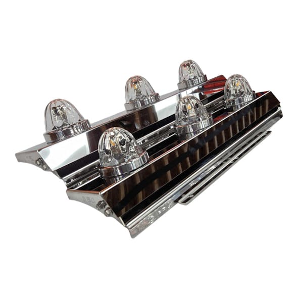 Peterbilt 589 Front Air Cleaner Bracket With 3 Watermelon Light Holes - Example With LEDs