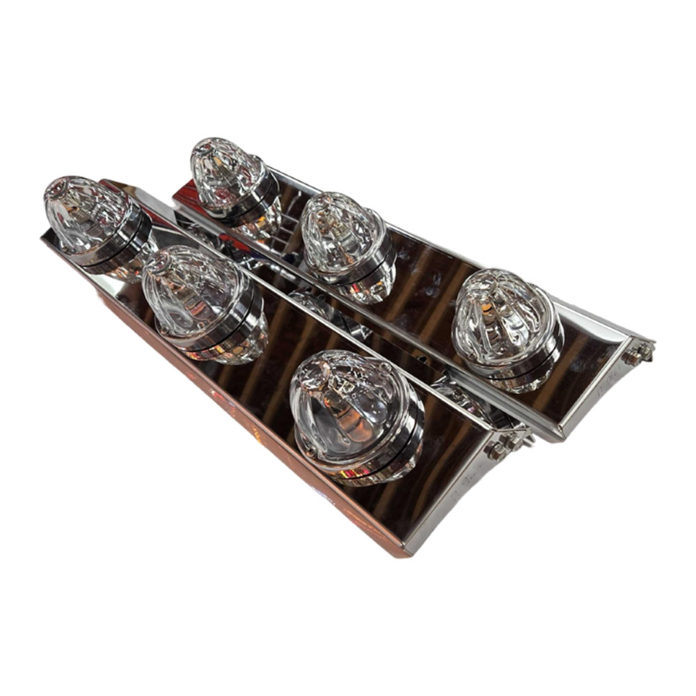 thumbnail image 2 of United Pacific Front Air Cleaner Brackets W/ Amber LED Lights & Bezels – Peterbilt 16" (Set Of 10) 2 of 2