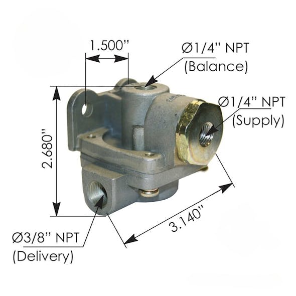 QR1C Type Quick Release Valve 289714 1676745C1 25175160 034012 - Dimensions and port measurements