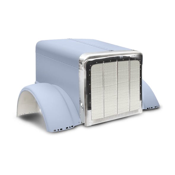 Peterbilt 388 389 Aluminum Hood With Grille 2007 And Newer L29-6097-101 L29-6097-102 - Angled