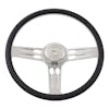 18" Leather Half Wrap Triple Threat Steering Wheel (Black) Front View