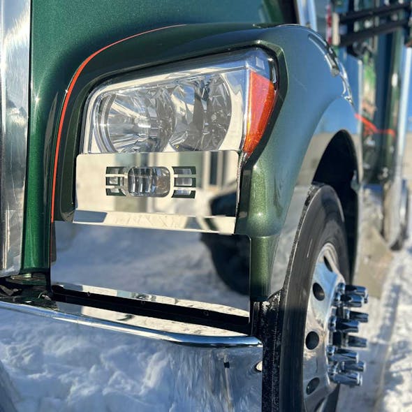 Kenworth W990 304 Stainless Steel Front Fender Guard By Shift Products - Installed On Truck