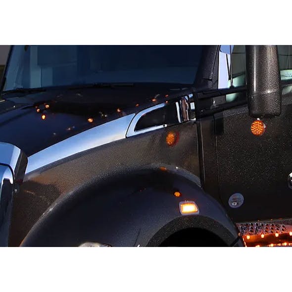 Kenworth T680 Premium 304 Stainless Steel Hood Trim - Installed on truck