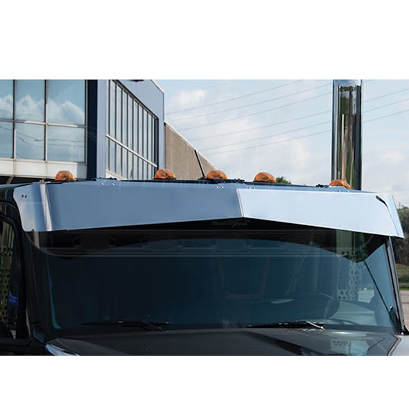 Kenworth T680 T880 W990 Flat Top Premium 304 Stainless Steel Visor Bowtie On truck