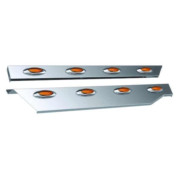 Kenworth W990 Premium 304 Stainless Steel Cab Panels - M5 Amber LED