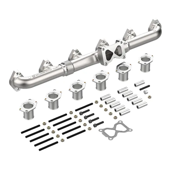 Kit components laid out: Exhaust Manifold Kit Cat C15, 3406E With Full Mounting Kit, part 2313462