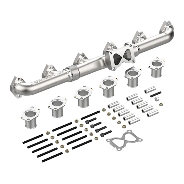 Kit components laid out: Exhaust Manifold Kit Cat C15, 3406E With Full Mounting Kit, part 2313462