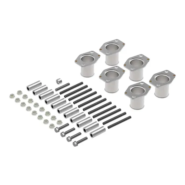 Kit components laid out: Exhaust Manifold Mounting Kit Cat C15, 3406E for OEM Manifold 1061792