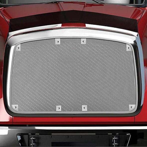 Peterbilt 365/367 Belmor Bug Screen Aluminum w/ Silver Mesh - On Truck View