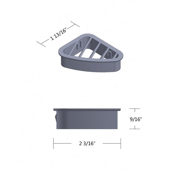 Peterbilt 2001-2005 Chrome Plastic Defroster A/C Driver Vent Dimensions