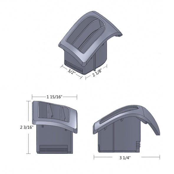 Freightliner 2007 & Up Cascadia Chrome Drivers A/C Vent Dimensions