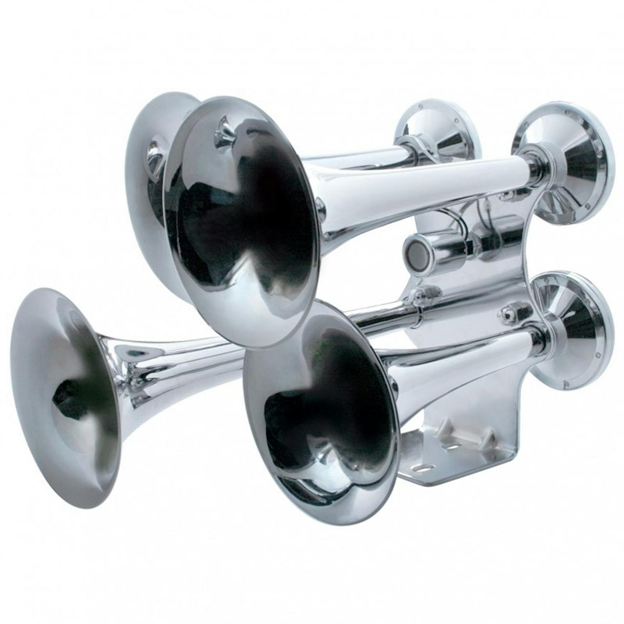 Insanely Loud 162 dB. Chrome Four Trumpet Train Horn