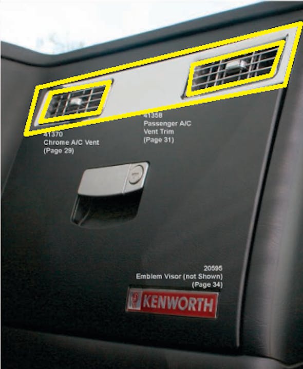 Kenworth 2006+ Chrome Passenger A/C Vent Trim