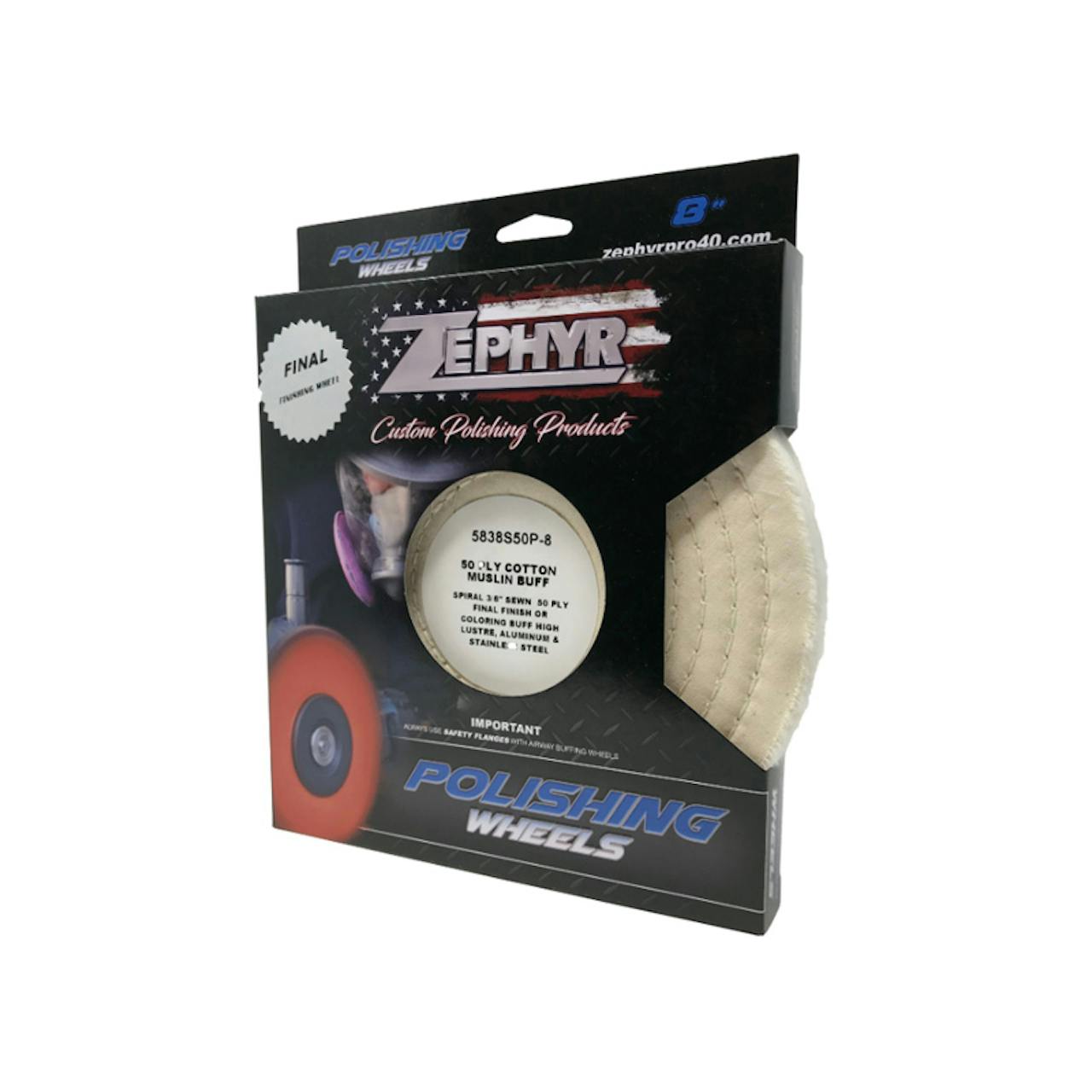 Zephyr 583RS50P-6 Cotton Muslin 6 50-Ply White Buffing Wheel