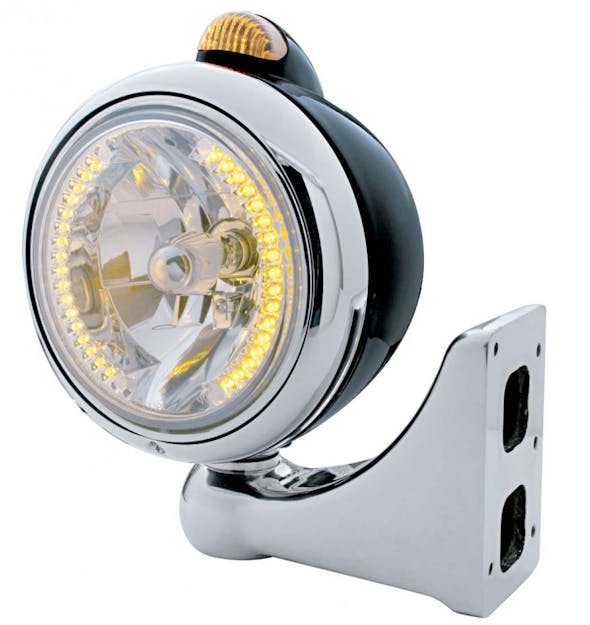 Black Guide Headlight H4 Bulb w/ Amber LED - Driver & Passenger - Default