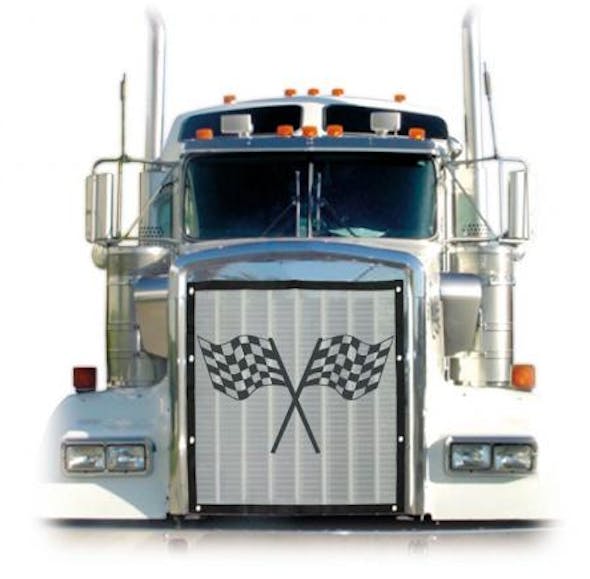 Peterbilt 379 Extended Hood 1995+ Race Flag Bug Screen