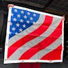 Kenworth W900L Extended Hood American Flag Bug Screen - Hanging