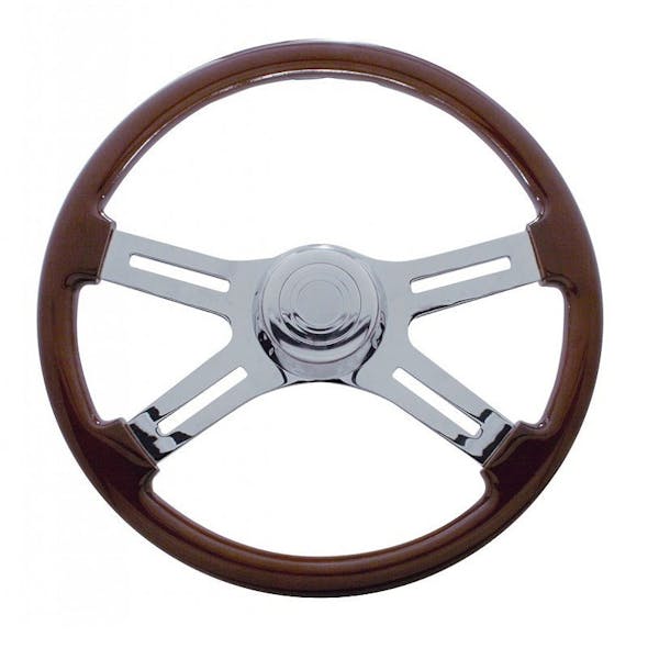 18" Mahogany 4 Chrome Spoke Steering Wheel