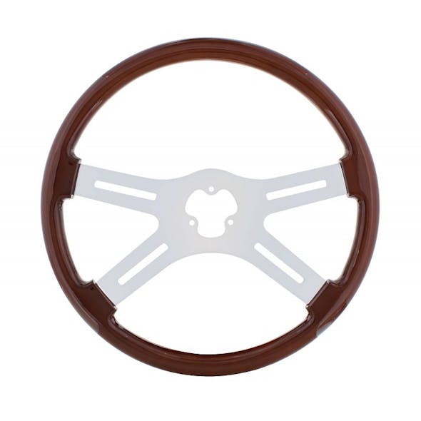 18" Mahogany 4 Chrome Spoke Steering Wheel alt