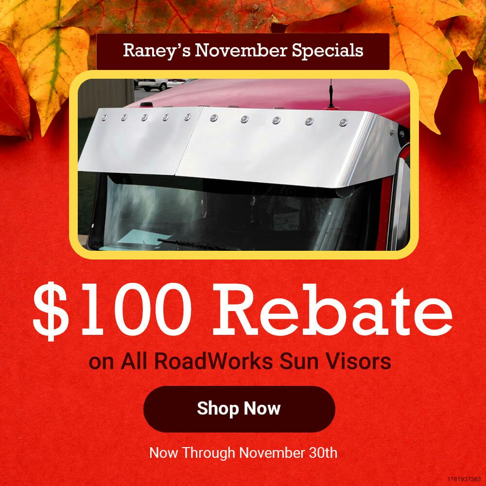 $100 Rebate on all Roadworks Sun Visors